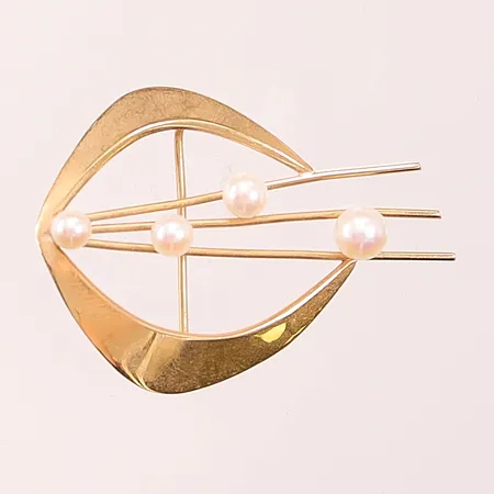 Brosch, 45mm, pärlor, 18K 4,7g.