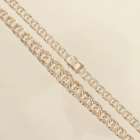 Collier doserad Bismarck, längd 49,5cm, bredd ca 7-12mm, Guldfynd, 925/1000 silver  Vikt: 42,3 g