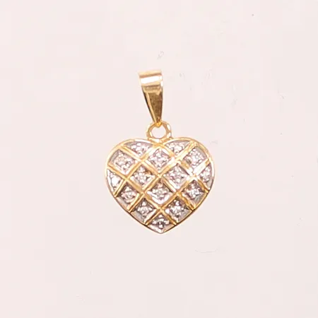 Hänge "hjärta", diamanter 15x 0,005ct, 13mm, 18K 1,3g.
