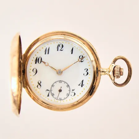 Savonette, 14K, manuell, boett-nr: 111071, innerboett i metall, Ø34mm, liten sekundvisare, mindre repor, bruttovikt: 31,5g