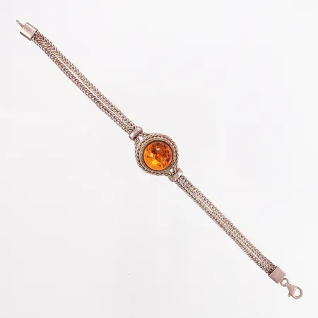 Armband med bärnsten, 19,5cm, bredd: 6-20mm, silver 925/1000 Vikt: 21,8 g
