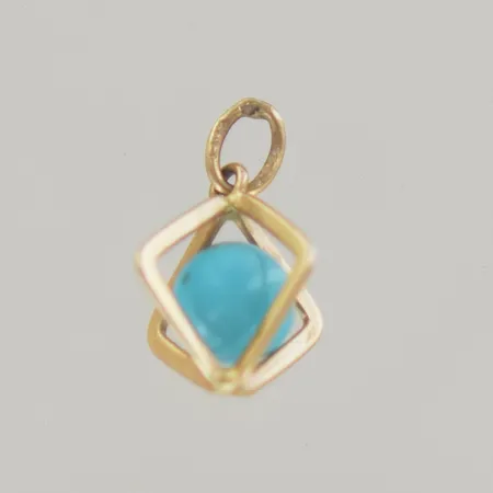 Hänge med blå sten, längd 1,5 cm, bredd 12 mm, 18K Vikt: 1 g