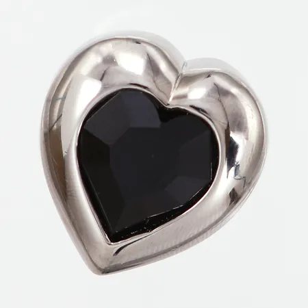 Ring Dyrberg/Kern, svart fasetterad sten stl 17, bredd: 5-25mm, vitmetall Vikt: 0 g