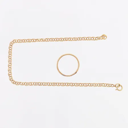 Armband Bismarck, 19cm, bredd: 2mm, defekt, ring stl 15½, gravyr, 18K Vikt: 5,3 g