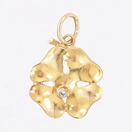 Hänge, blomma med vit sten, 13x20mm, 18K  Vikt: 0,9 g