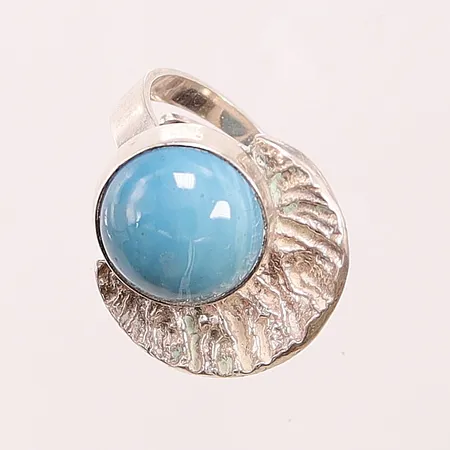 Ring, Ø18½, bredd:24mm, justerbar storlek, blå sten, Sävsjö Guldsmeds AB, 925/1000 Silver 12,5g.