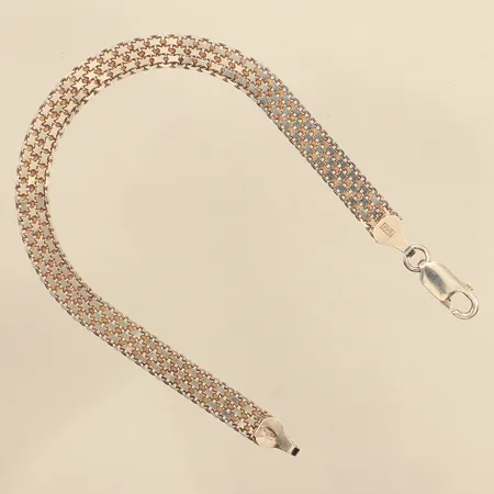 Armband X-länk, längd 19cm, bredd ca 6mm, Guldfynd, 925/1000 silver Vikt: 6,5 g