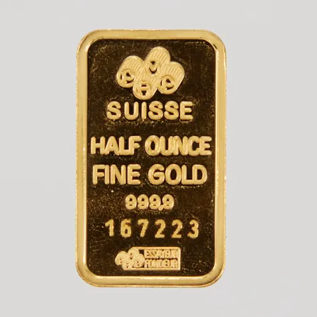 Guldtacka Pamp, 15,55gr, serienummer: 167223, uppklippt plastförpackning, 24K Vikt: 15,5 g