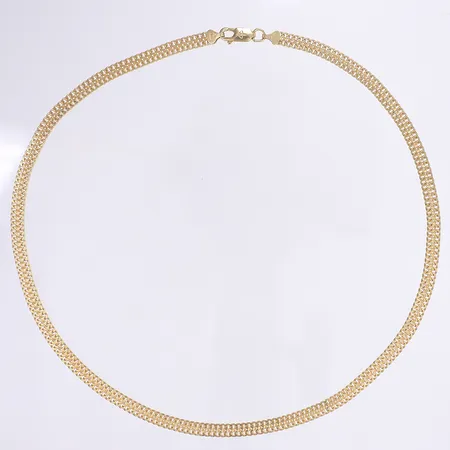 Halskedja fiskben, 42cm, bredd 4,5mm, tillv. Balestra, Italien, 18K Vikt: 14 g