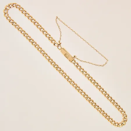 Armband Pansar, längd ca 20cm, bredd 3mm, säkerhetskedja, lås med gravyr, 18K Vikt: 6 g