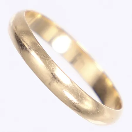 Ring, slät, stl 19½, bredd 3mm, gravyr, ostämplad, 14K Vikt: 2,1 g