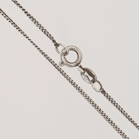 Kedja pansar, längd 43, bredd 1mm, bruksslitage, silver.  Vikt: 1,8 g