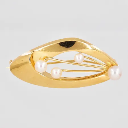 Brosch, 21x45mm, repig, 18K Vikt: 4,9 g