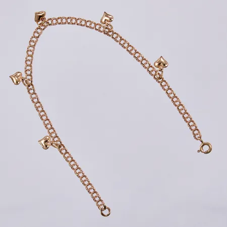 Armband, Bismarck med fem hjärtformade berlocker, längd: ca 18,5cm, bredd: ca 3,5mm, GHA, 18K  Vikt: 4,1 g