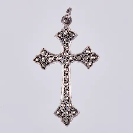 Hänge kors med markasier, längd: ca 4cm, bredd: ca 25mm, 830/1000, silver Vikt: 3,4 g