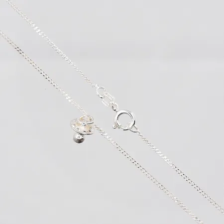 Kedja Pansar, 36cm, bredd 1,2mm, hänge napp, 7x11mm inklusive ögla, silver 925/1000 Vikt: 2,2 g