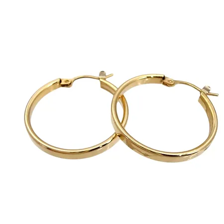 Örhängen Creoler, 18K guld, större modell, Guld Carlsén Ab (CCC), diameter 24 mm, bredd 3 mm, fint skick Vikt: 2,2 g