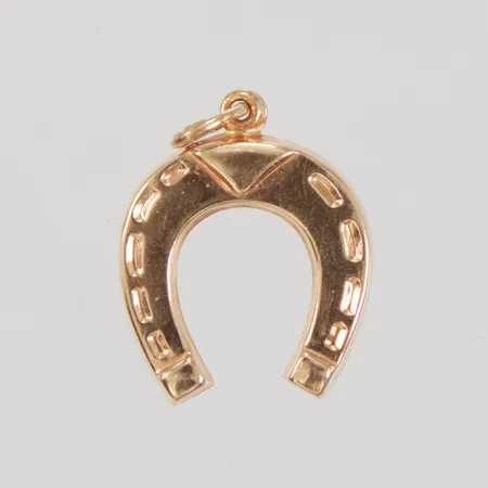Hänge, hästsko, längd inklusive ögla 19,5mm, bredd 13,5mm, 18K,  Vikt: 0,8 g