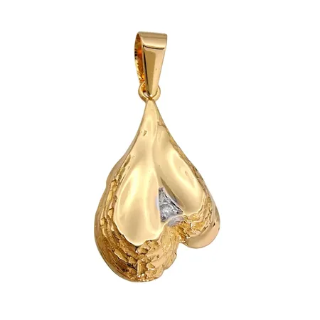 Hänge Upp- och nedvänt Hjärta, 18K guld, Diamant 0,01ct, BEH Bengt Hallberg Guldsmeds AB, svensk kontrollstämpel, längd inkl. ögla 28 mm, bredd 14 mm, fint skick Vikt: 2,6 g