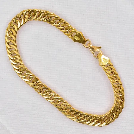 Armband Pansar, 19cm, bredd 6,5mm, ihålig, klämd länk, 22K Vikt: 8 g