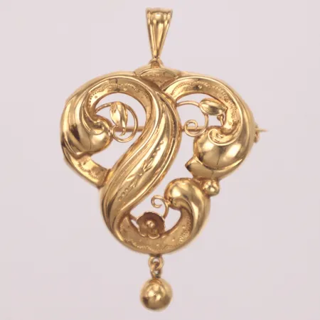 Hänge/Brosch, längd 45mm, 18K Vikt: 3,1 g