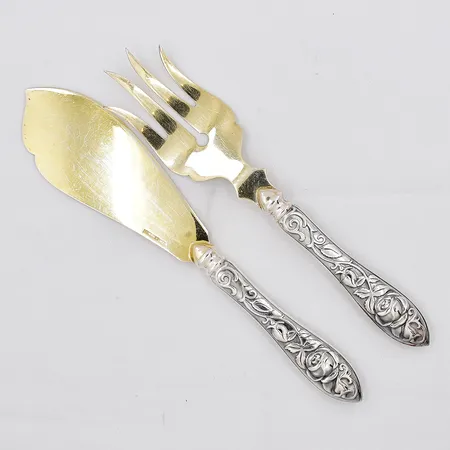 Set med tårtspade och gaffel, längd 20-22cm, år 1915, förgylld del, silver 813/1000 Vikt: 113,6 g