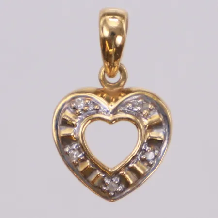Hänge, hjärta, diamanter ca 0,02ctv, längd 16,3mm, Guldfynd, 18K Vikt: 0,7 g