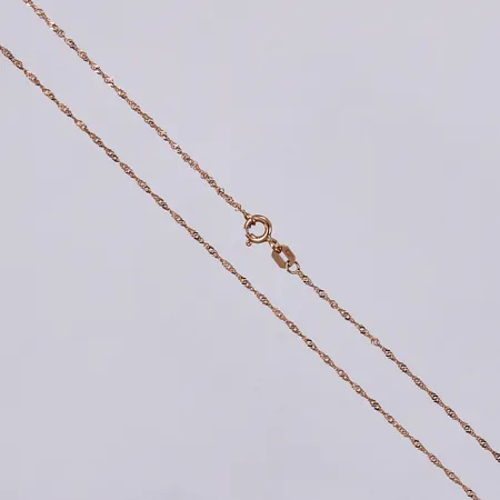 Kedja Singapore37cm, bredd: ca 1mm, , längd: ca 42cm, bredd: ca 1,5mm, GHA, 18K  Vikt: 1,1 g