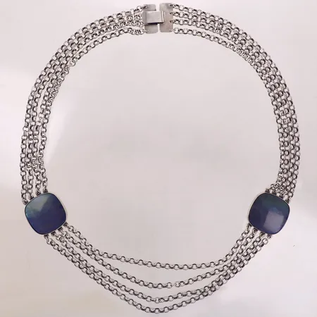Collier, längd 54cm, bredd 26mm, stenar, silver 925/1000 Vikt: 82,7 g