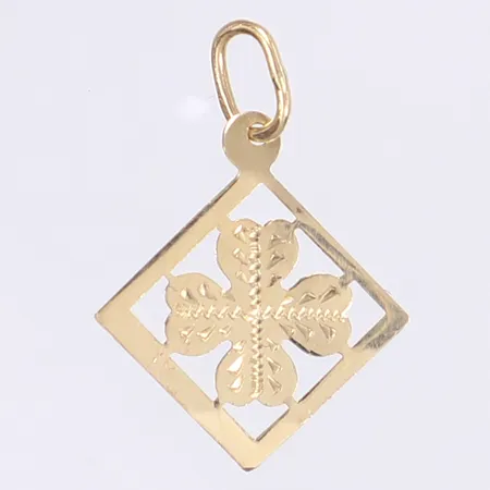Hänge fyrklöver, 21x15mm, något bucklig, 14K Vikt: 0,3 g