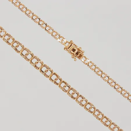 Collier doserad Bismarck, 42cm, bredd 3 - 5mm, glapp i lås, CGAB 18K  Vikt: 8,4 g