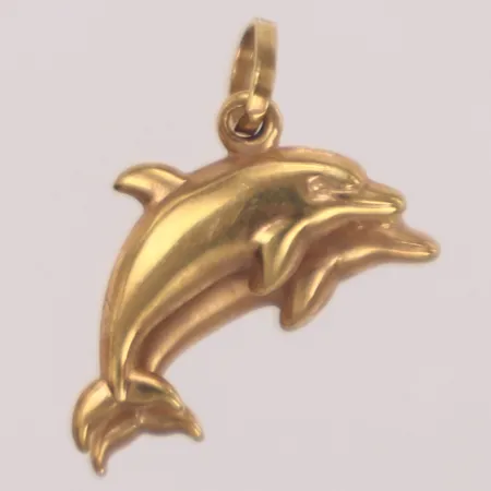 Hänge delfin, längd 14mm, bredd 16,5mm, 18K  Vikt: 1 g