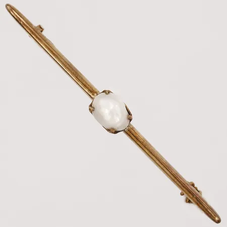 Brosch med pärla, tillverkad år 1920, 60mm, böjd nål, 18K Vikt: 2,2 g