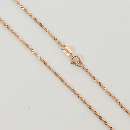 Halskedja Singapore, längd 42cm, bredd 1mm, 18K Vikt: 1,3 g