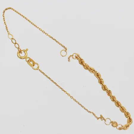 Armband, Cordell, längd: 19 cm, bredd: 0,5 - 3 mm, defekt/av, 21K guld. Vikt: 1,4 g