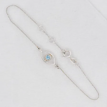 Armband, längd 16,5-19cm, blå sten, silver 925/1000 Vikt: 1,6 g