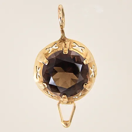Hänge med brun sten, 17x11mm, ostämplad, 14K  Vikt: 0,7 g