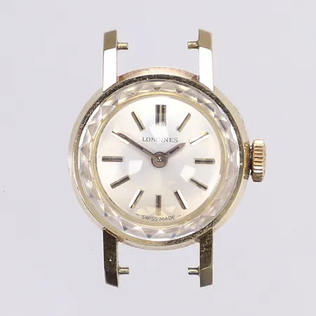 Damur Longines, manuell, Ø17mm, repig, ej funktionstestad, utan band, boett 14K Bruttovikt: 8,4g Vikt: 0 g