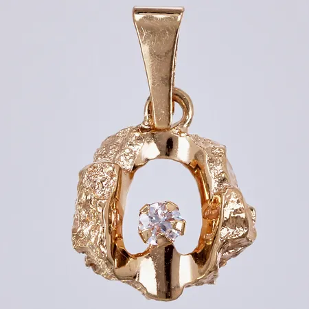 Hänge med vit sten, längd: ca 1,5cm, bredd: ca 10mm, 18K  Vikt: 1 g