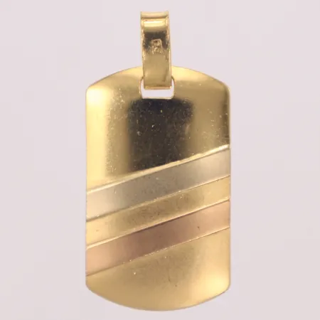 Hänge, längd 32mm, bredd 16mm, trefärgad, 18K  Vikt: 3,6 g