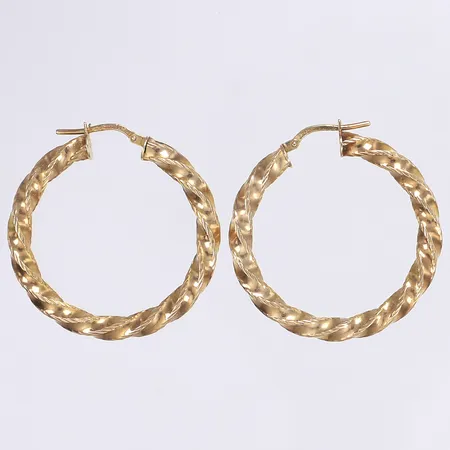 Ett par örhängen, creoler, Ø33mm, bredd 4mm, ihåliga, 9K Vikt: 3,2 g