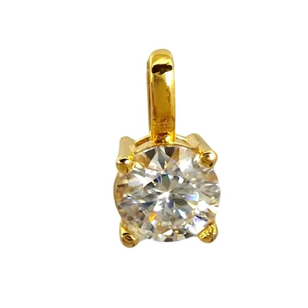 Diamanthänge, 18K guld, syntetisk Diamant 0,50ct, stämplar - au 750, längd inkl. ögla 9 mm, bredd 5 mm, fint skick Vikt: 0,2 g