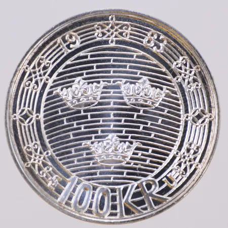 Minnesmynt, Ø32mm, Sveriges Riksdag Helgeandsholmen 1983, nominellt värde 100kr, plastetui, 925/1000 silver  Vikt: 16 g