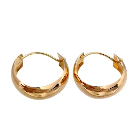 Örhängen Creoler, 18K guld, diameter 13 mm, bredd 5 mm, fint skick Vikt: 0,8 g