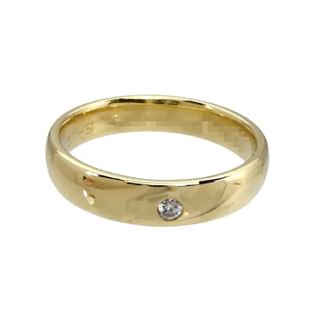 Ring, 14K guld, Diamant 0,03ct, tillverkarstämpel ORO VIVO, Ø16,0 mm, bredd 4 mm, fint skick, invändig gravyr Vikt: 3,6 g