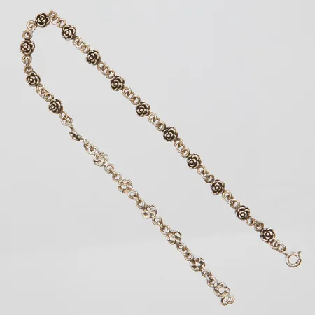 Vristlänk, blommor, längd ca 26cm, bredd 2-5,5mm, 925/1000 silver Vikt: 11,3 g