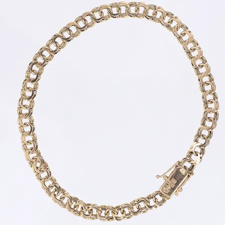 Armband Bismarck, 21cm, bredd 5,5mm, svenska stämplar, smärre slitage, 18K Vikt: 10,6 g