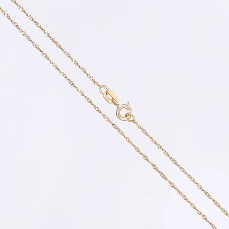 Halskedja Singapore, 36cm, bredd 1mm, något sliten, 18K Vikt: 1,1 g