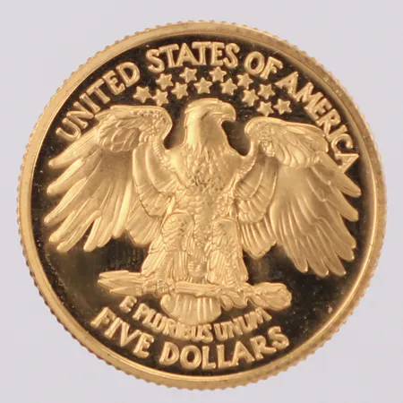 Mynt, Five dollars, Liberty, USA, år 1999, 21,6mm, 21,6K  Vikt: 8,4 g