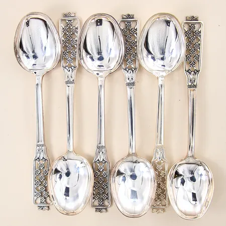 Efterrättsskedar 6st, modell Rosenholm, längd 15,5cm, CESON, silver 830/1000 Vikt: 197 g